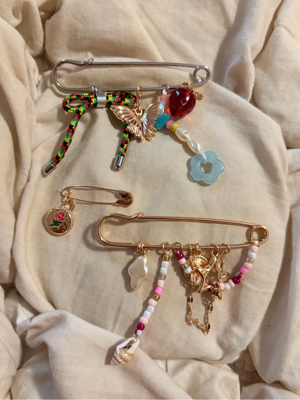 Free People Eclectic Charm Safety Pin Brooch Set